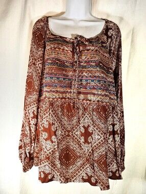 2/$20 Savanna Jane 2X Bandana Paisley Tunic Top